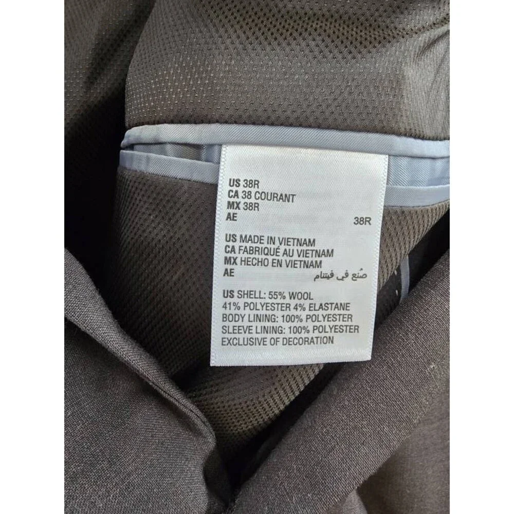 Bar III Slim-Fit Wool-Blend Suit Separate Jacket Men's 38R Brown Button Closure